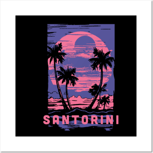 Santorini Greece Souvenir Lifestyle Cyberpunk Vacation Trip Posters and Art